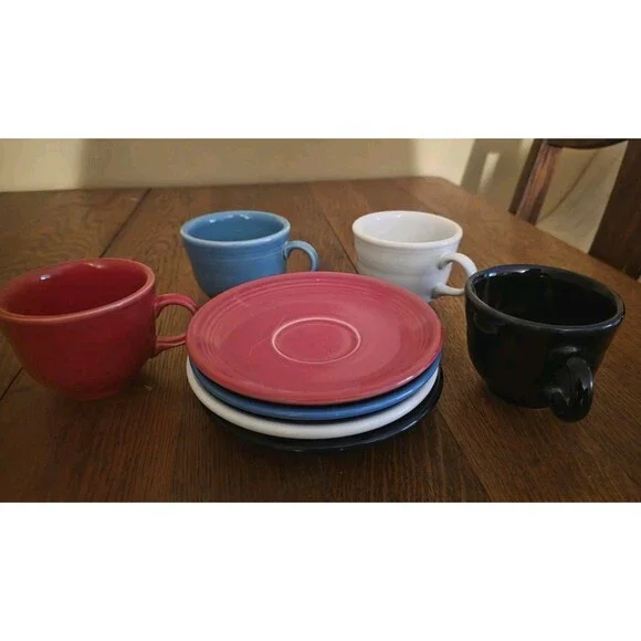 Fiesta Cups & Sanucers - Set Of 4 Excellent Condition. Post 1986 Colors - Picture 6 of 6